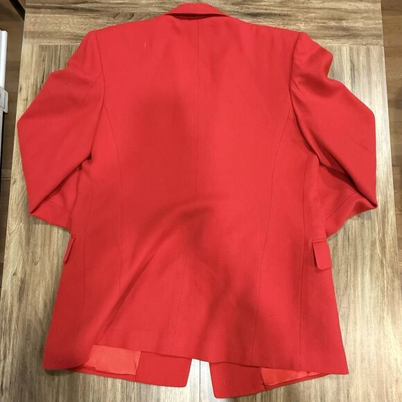 Liz Claiborne 100% Red Wool Double Breasted Blazer Vtg Gold Buttons Women Size 4 - Picture 3 of 7